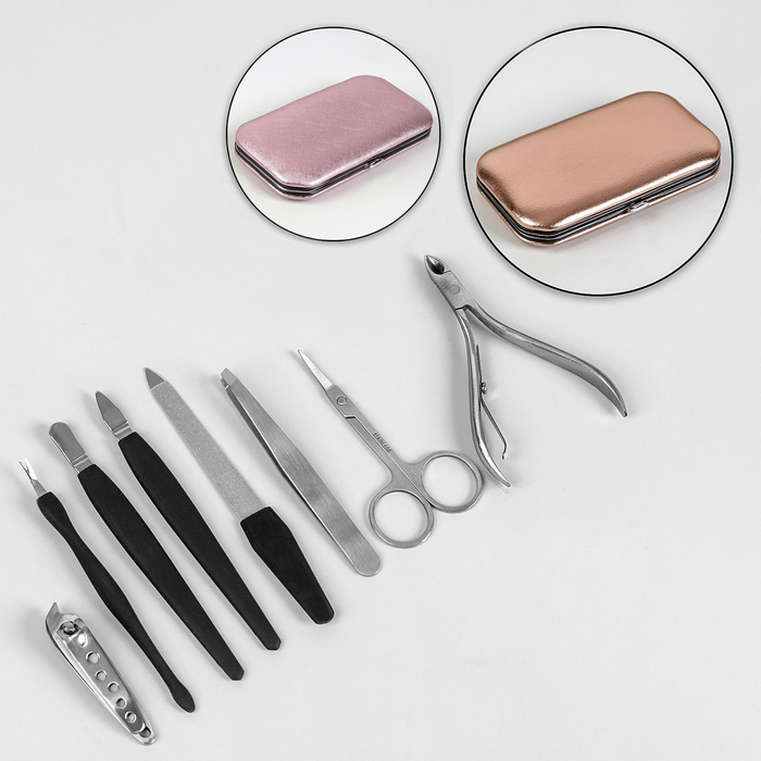 Набор маникюрный, 8 предметов, цвет бронзовый