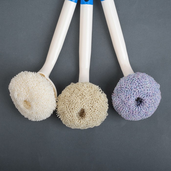 Губка "Кудри" с длинной ручкой, цвет МИКС