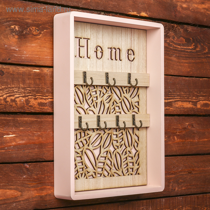 фото Крючки декоративные дерево "листья" розовая 29,8х21,5х4 см