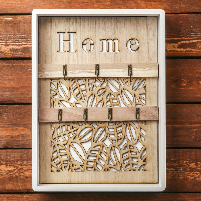 Крючки декоративные дерево "Листья" белая 29,8х21,5х4 см