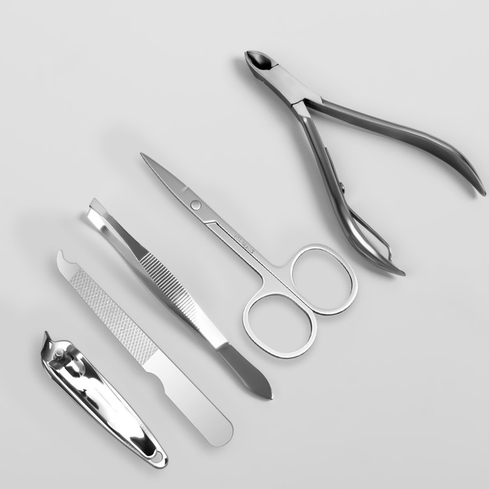 Набор маникюрный, 5 предметов, цвет бежевый