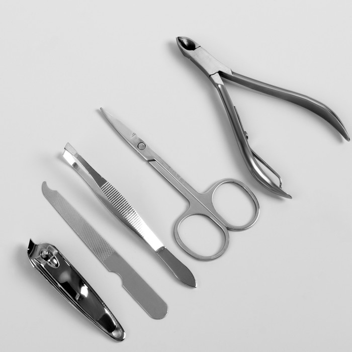 Набор маникюрный, 5 предметов, цвет серый