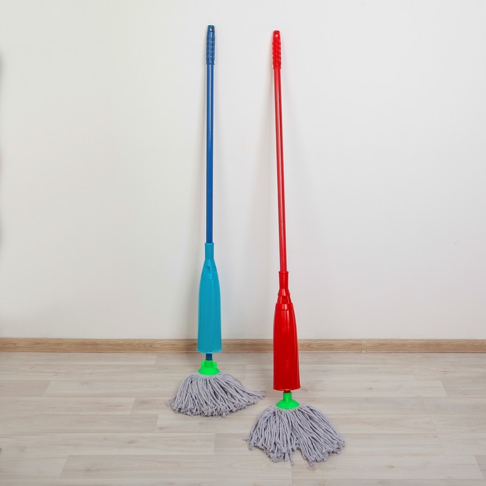 Швабра с отжимом, насадка из х/б, стальная ручка 113 см