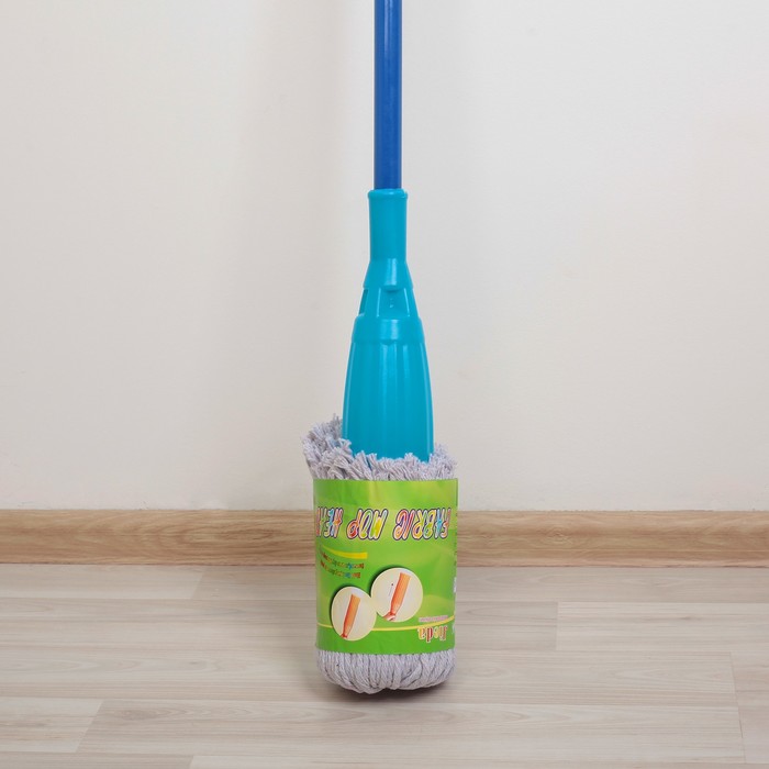 Швабра с отжимом, насадка из х/б, стальная ручка 113 см