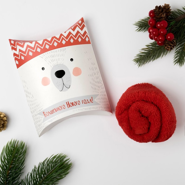 Махровое полотенце Collorista "Волшебного Нового года" 30х30 см, 100 хлопок