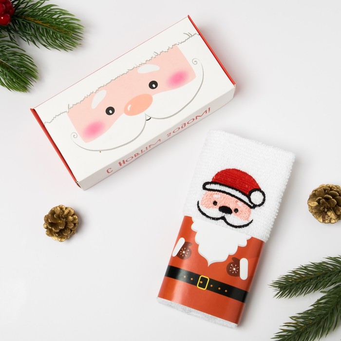 Полотенце сувенирное Collorista "Дед Мороз" 30х30 см, хлопок