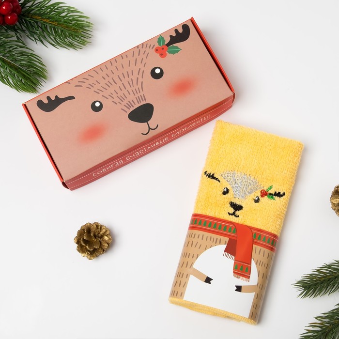 Полотенце сувенирное Collorista "Олененок" 30х30 см, хлопок