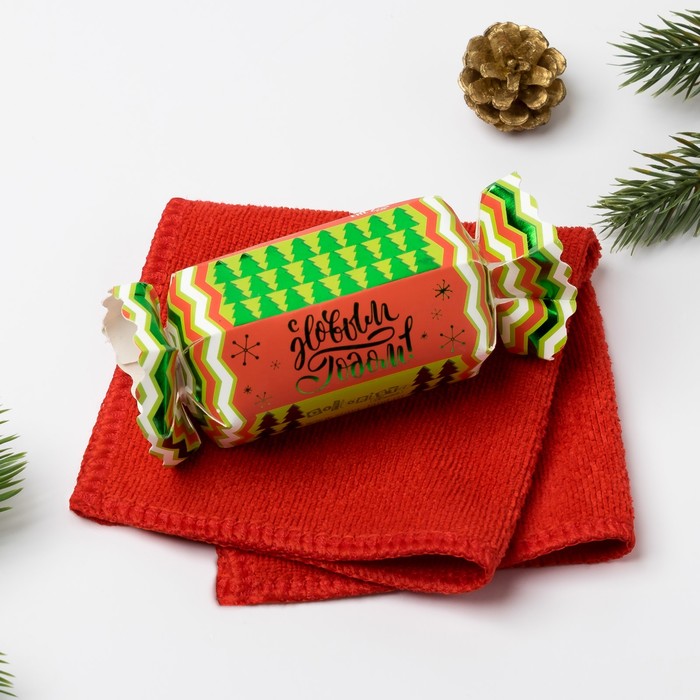 Полотенце сувенирное Collorista "С Новым годом" 20х20 см красное, микрофибра