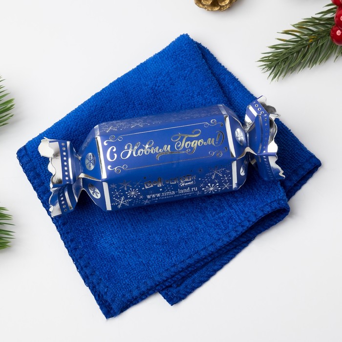 Полотенце сувенирное Collorista "С Новым годом" 20х20 см синее, микрофибра