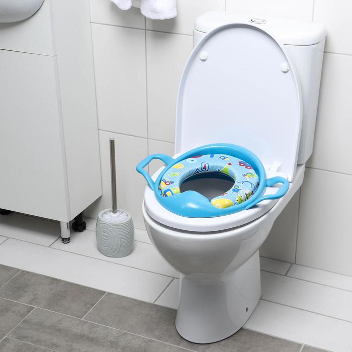 Сиденье для унитаза детское с ручками 38х40х7 см "Детство", цвет синий