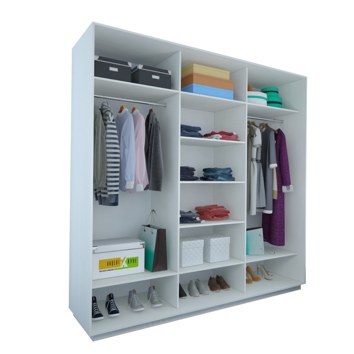 Шкаф-купе Акцент-Лайн, 2100х600х2300 мм, цвет выбеленное дерево/экокожа "Версаль светлый"