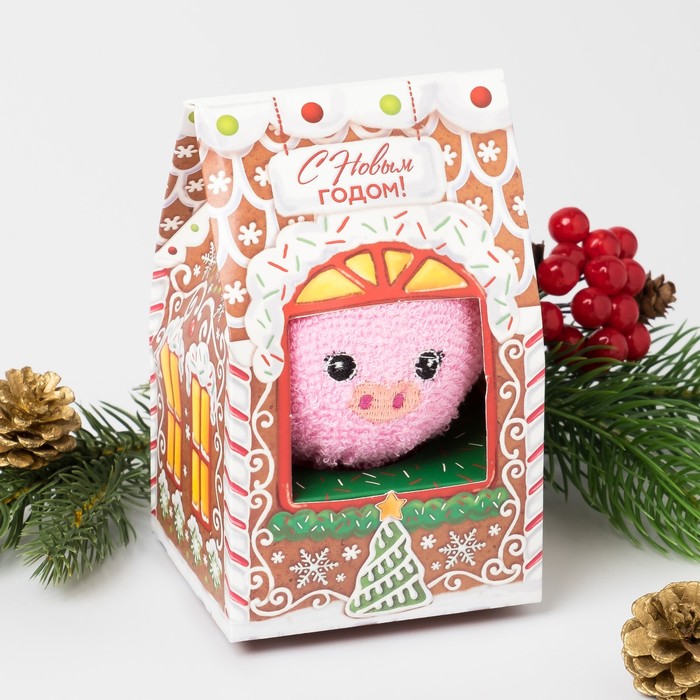 Полотенце сувенирное Collorista "Пряничный домик" 30х30 см, хлопок