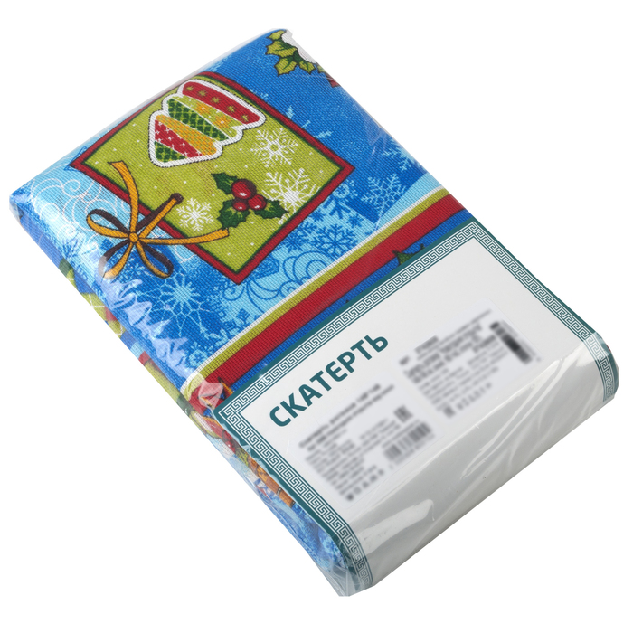 Скатерть рогожка "Новогодняя открытка" 145х180 см, синий, 160 г/м2, хлопок 100%