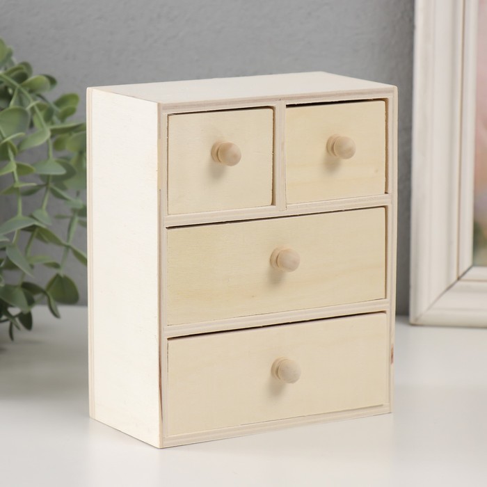 Шкатулка для росписи "Комод" с 4-мя ящиками