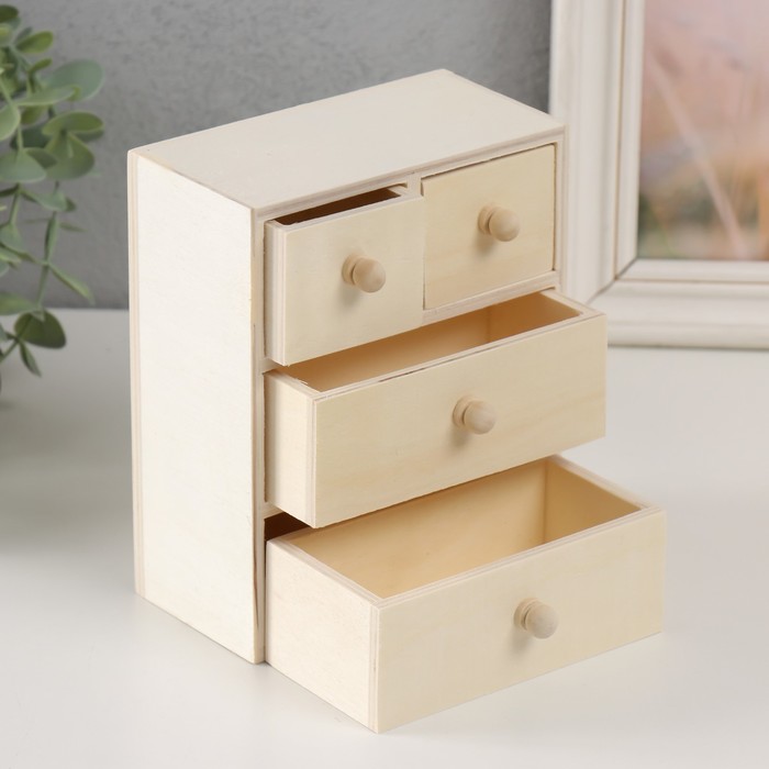 Шкатулка для росписи "Комод" с 4-мя ящиками