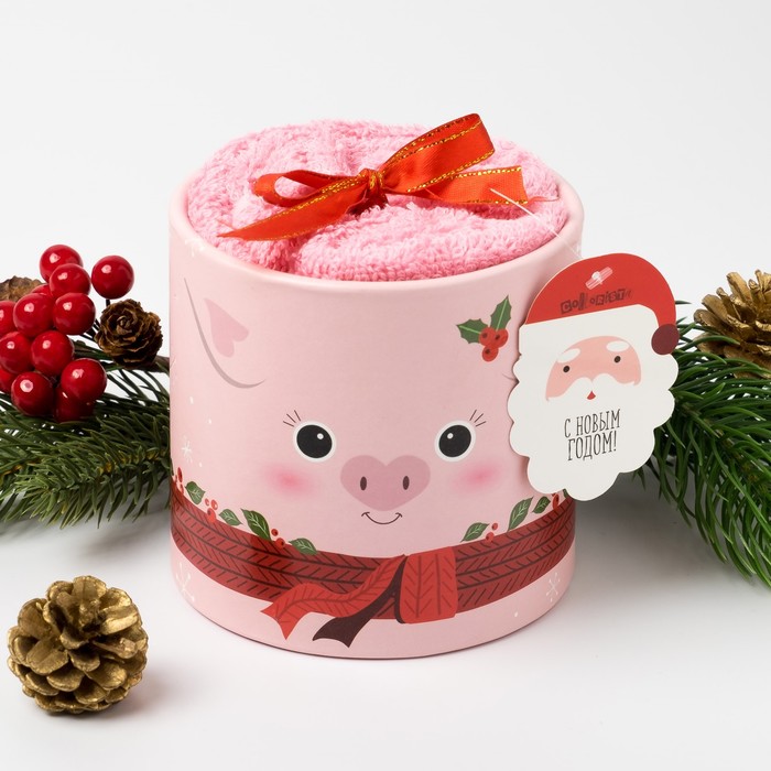 Набор махровых салфеток Collorista "Хрюня" 30х30 см-3шт, 100% хлопок