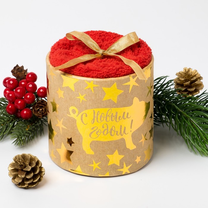 Набор махровых салфеток Collorista "С Новым годом" 30х30 см-3шт, 100% хлопок