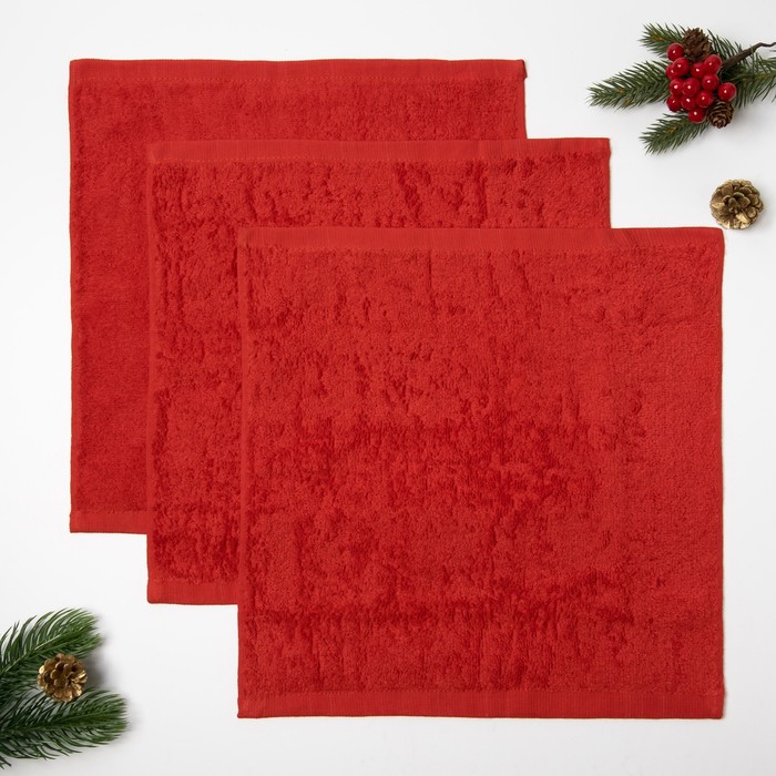 Набор махровых салфеток Collorista "С Новым годом" 30х30 см-3шт, 100% хлопок