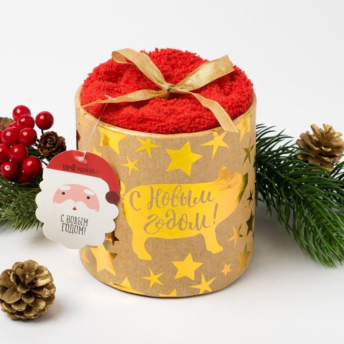 Набор махровых салфеток Collorista "С Новым годом" 30х30 см-3шт, 100% хлопок