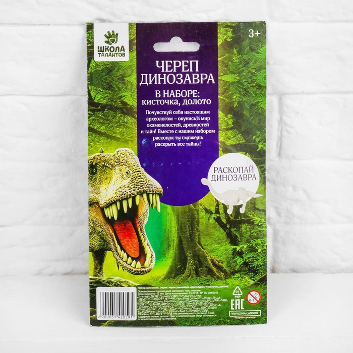 Набор археолога серия череп динозавра "Диплодок" + кисточка, долото