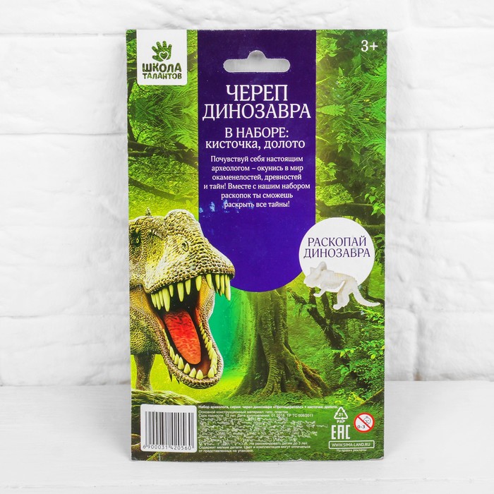 Набор археолога серия череп динозавра "Протоцератопс" + кисточка, долото