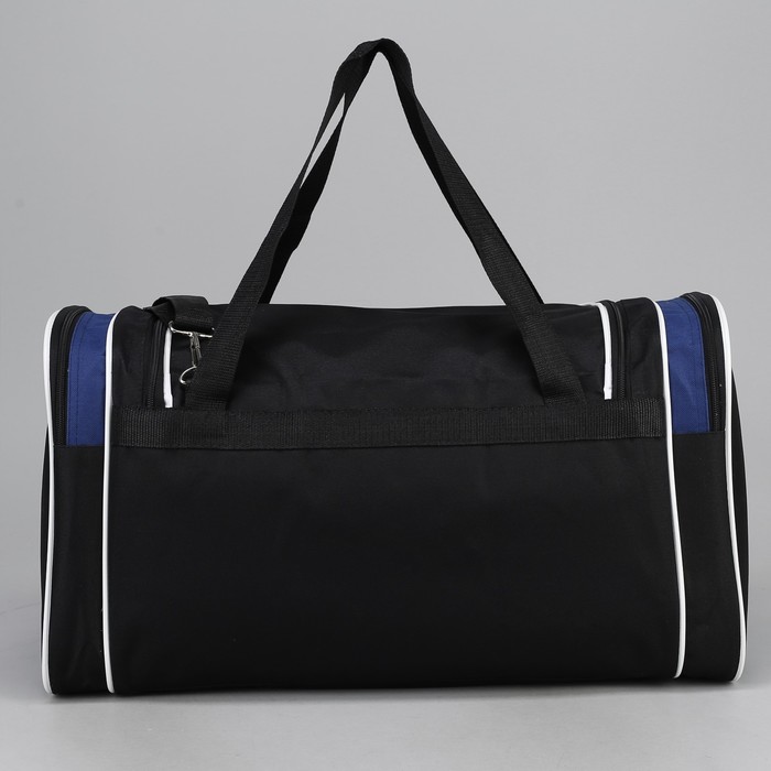 Сумка спортивная, отдел на молнии, 3 наружных кармана, цвет чёрный/синий