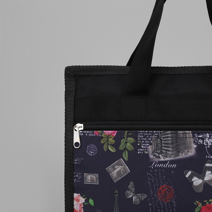 Сумка хозяйственная "Париж", отдел на молнии, наружный карман, цвет чёрный