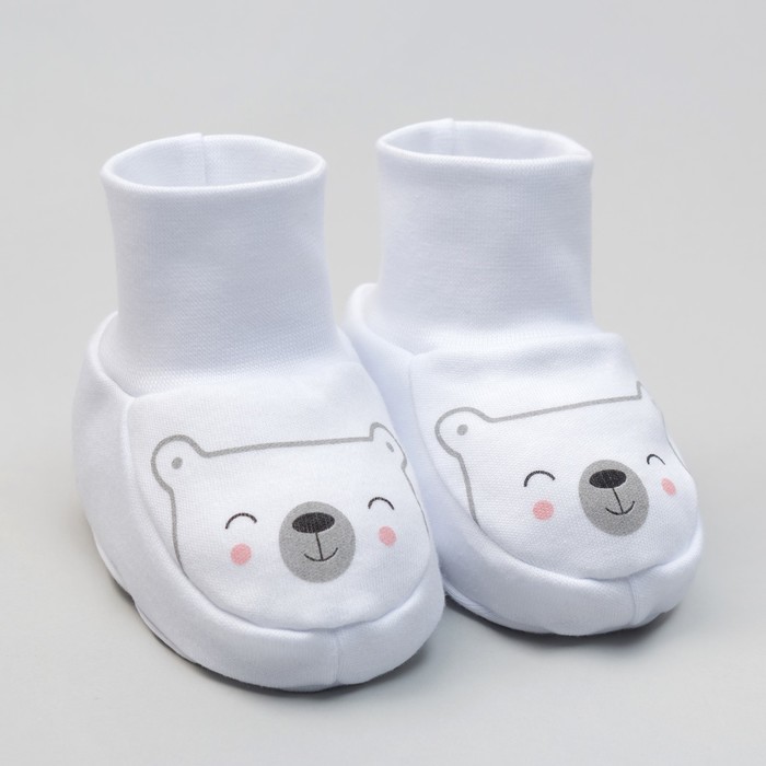 Пинетки &quot;Новогодний медвежонок&quot;, рост 68 см, 6 мес (24р-р), 100% хл, интерлок