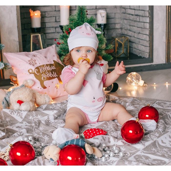 Чепчик (шапочка) "Символ года", размер 44, 3-6 мес