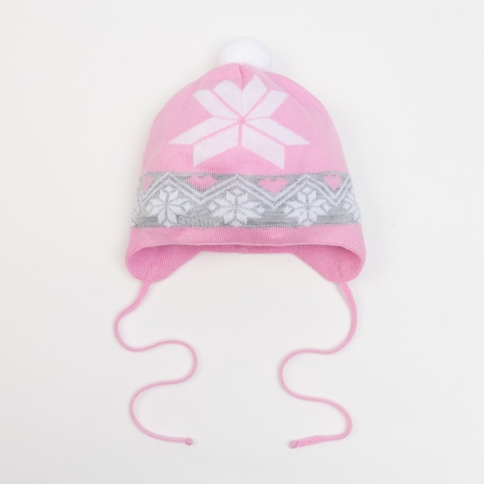 Шапка вязаная Крошка Я "Сердечко", размер 46, 9-12 мес, шерсть,пан, хлопок