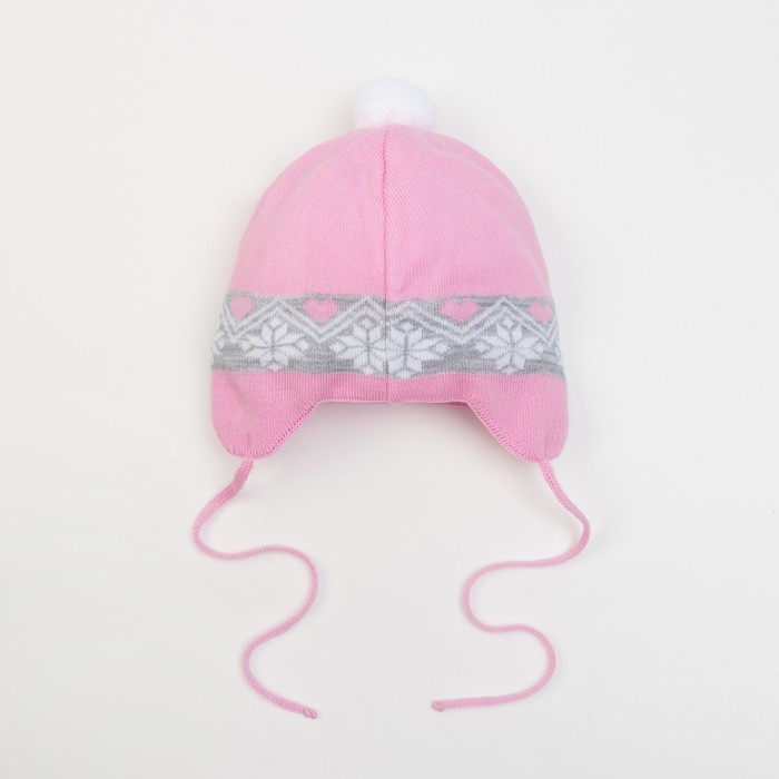 Шапка вязаная Крошка Я "Сердечко", размер 46, 9-12 мес, шерсть,пан, хлопок