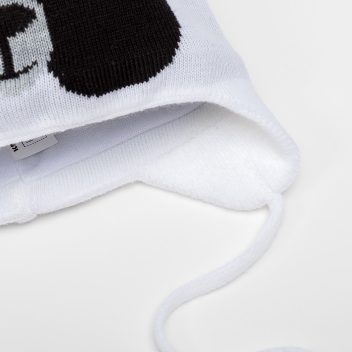 Шапка вязаная Крошка Я "Панда", размер 42, 3-6 мес, шерсть,пан, хлопок