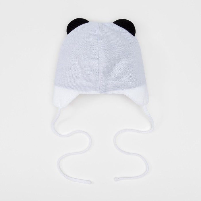 Шапка вязаная Крошка Я "Панда", размер 42, 3-6 мес, шерсть,пан, хлопок