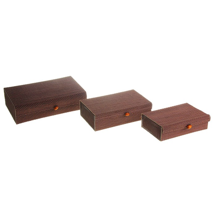 Шкатулка-соломка "Коричневая", набор из 3-х шт