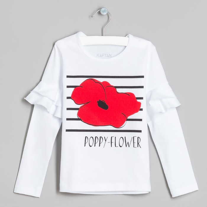 Футболка с дл.рукавом "Love", белая, р-р 32 (110-116 см) 5-6 лет., 100% хлопок