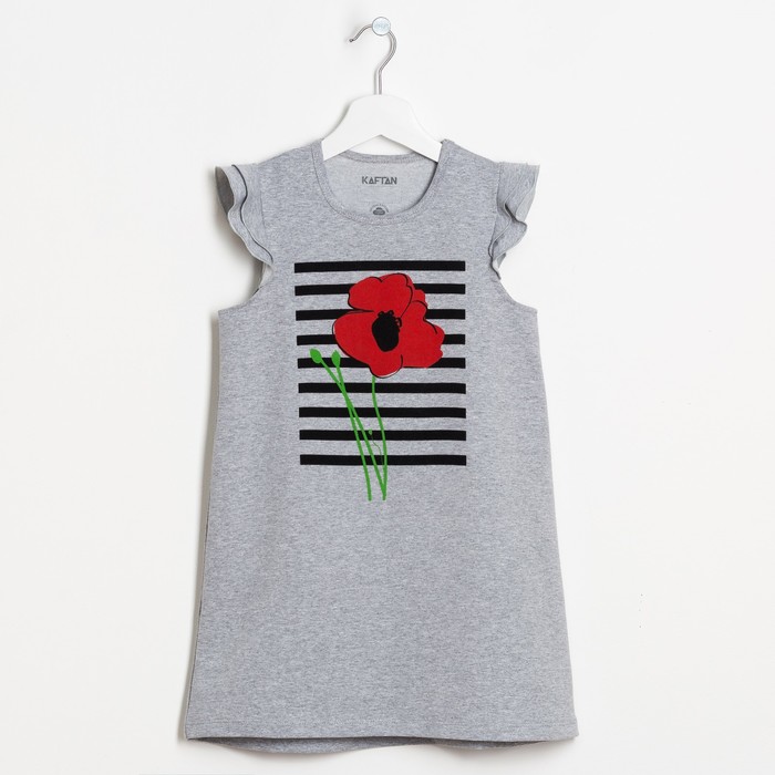 Платье "Маки", меланж, р-р 34 (122-128 см) 7-8 лет., 100% хлопок