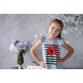 

Платье для девочки "Маки", серое, р-р 34 (122-128 см) 7-8 лет., 100% хлопок