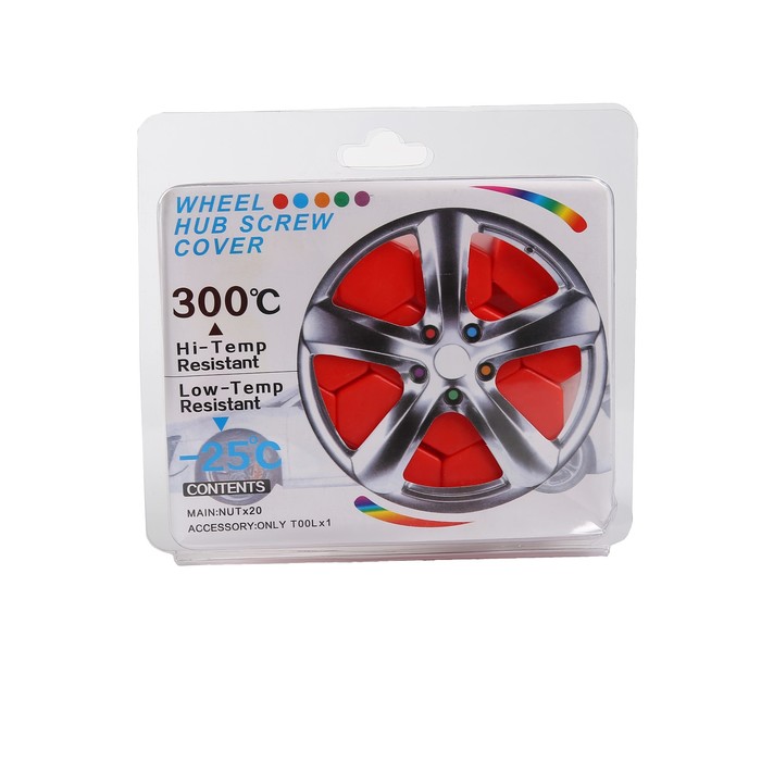 Силиконовые колпачки на болт колесный, комплект 20 шт, 21 мм, красный
