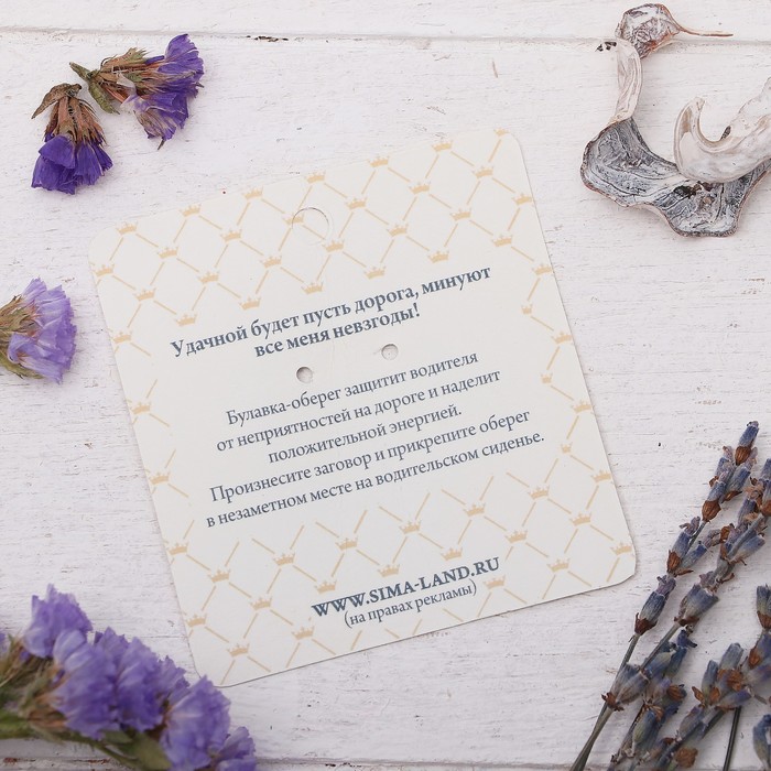 Булавка-оберег "Ровной дороги", 8см, цвет бело-синий в серебре