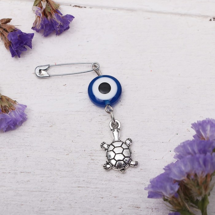 Булавка-оберег "Спокойствия и умиротворения", 8см, цвет бело-синий в серебре