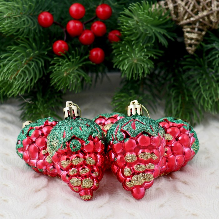 Украшение ёлочное "Виноград" сиреневый (набор 5 шт) 5*7 см