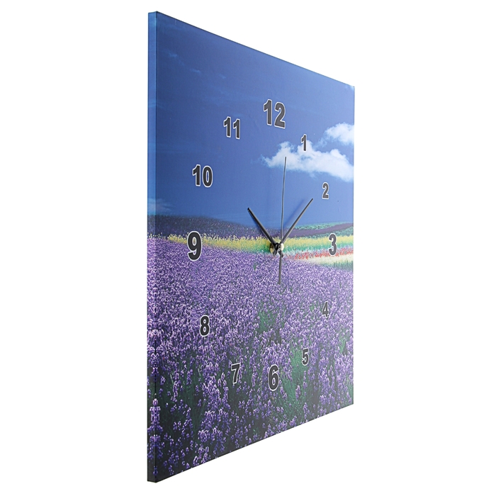 Настенные часы-картина 3 в 1 "Лавандовое поле", 40 × 40 см