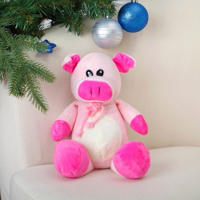 Мягкая игрушка "Розовый свин с бантиком" 20 см