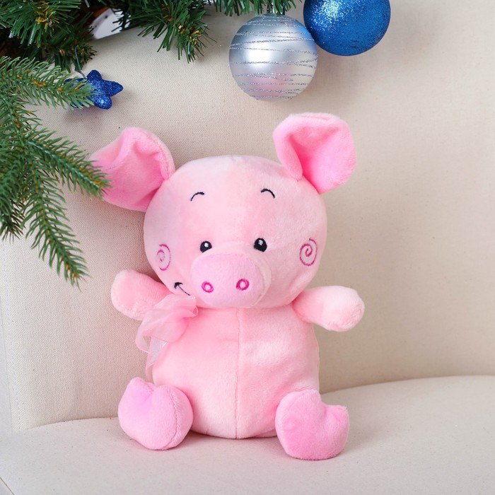 Мягкая игрушка "Поросёнок с розовым бантиком" 18 см