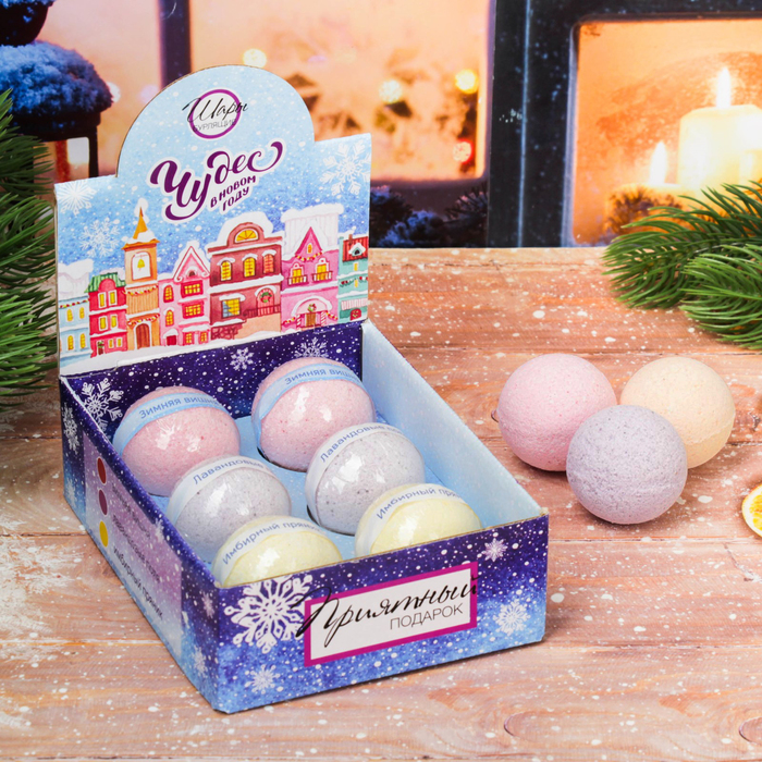Бомбочки для ванн в шоу-боксе "Чудес в Новом году", 6 шт.