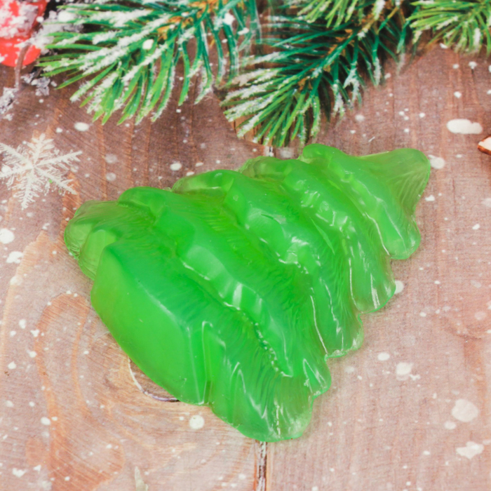 Фигурное мыло-ёлочка "Чудес в Новом году!" с ароматом лимона, ручная работа