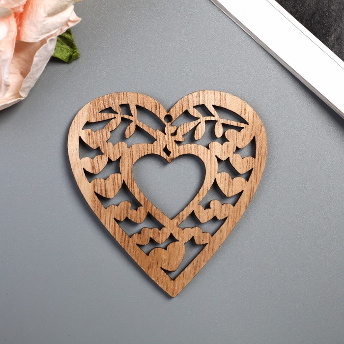 Набор декора для творчества дерево "Сердечки в сердечке" набор 2 шт 7,2х7,1 см