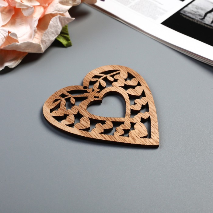 Набор декора для творчества дерево "Сердечки в сердечке" набор 2 шт 7,2х7,1 см