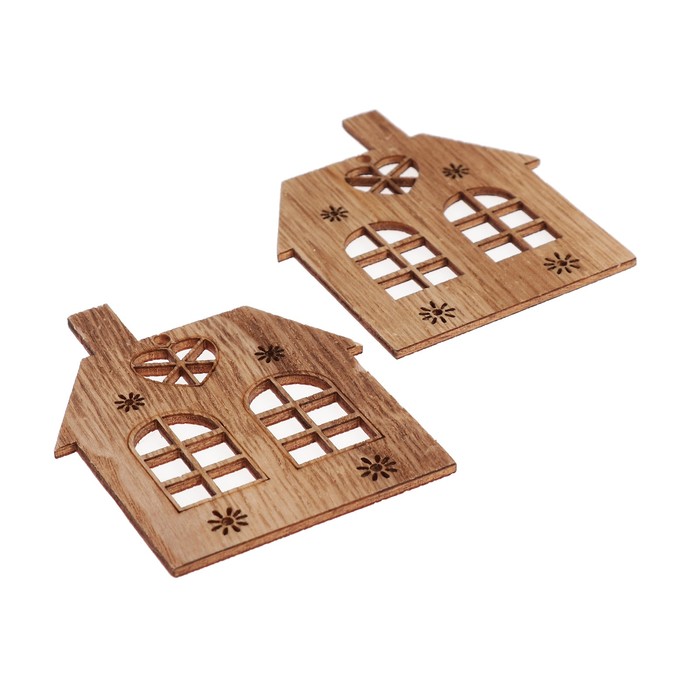 Набор декора для творчества дерево "Домик" набор 2 шт 8х6,6 см