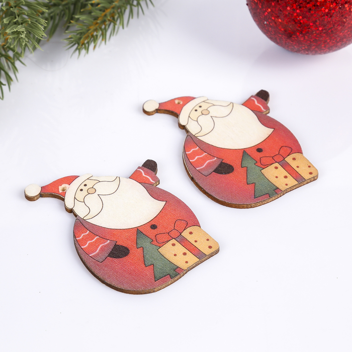Набор декора для творчества дерево "Дедушка Мороз и подарки" набор 2 шт 7,4х4,8 см